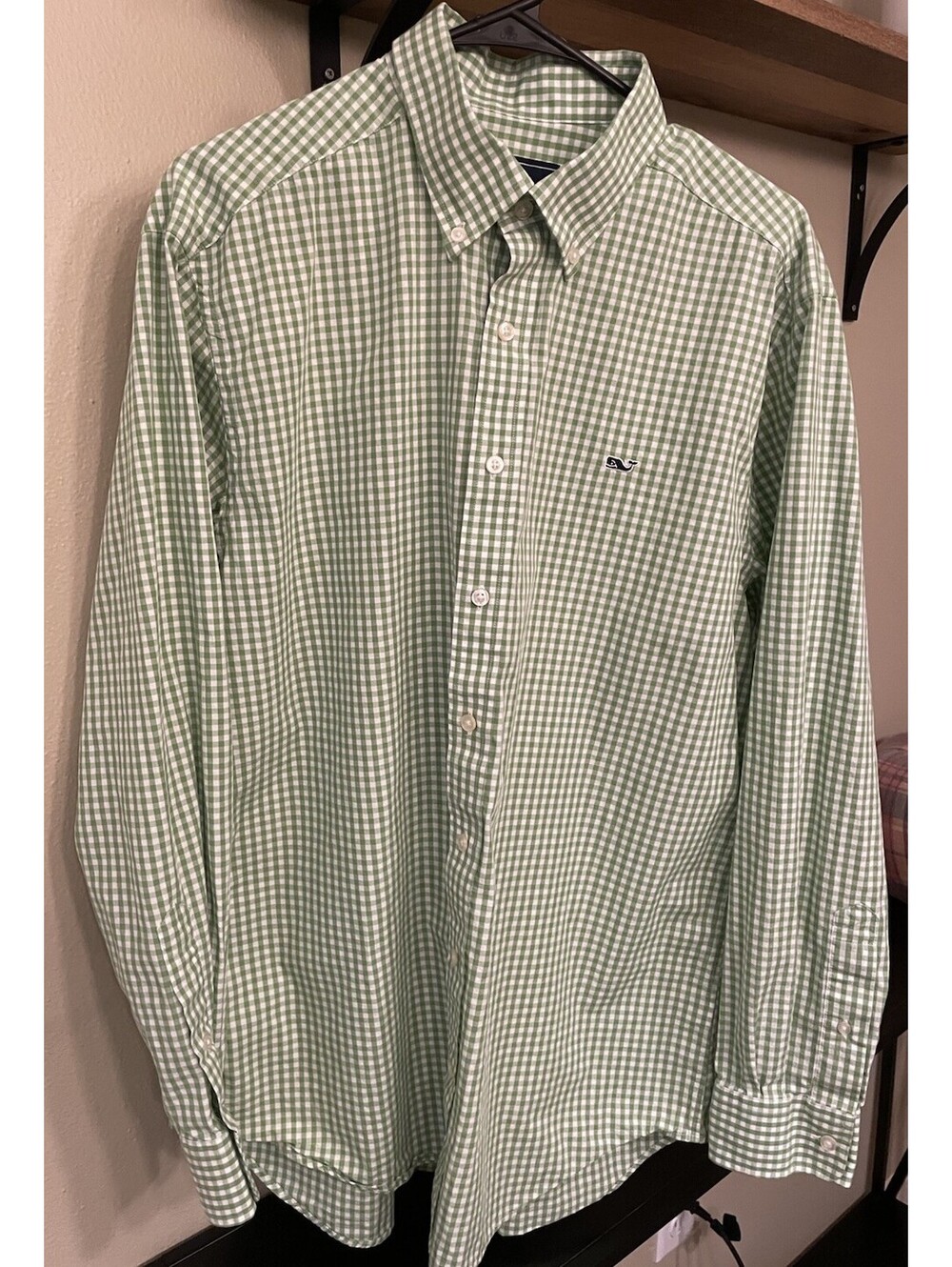 Men’s Vineyard Vines Slim Fit Whale Shirt  Size Large Green Button Down